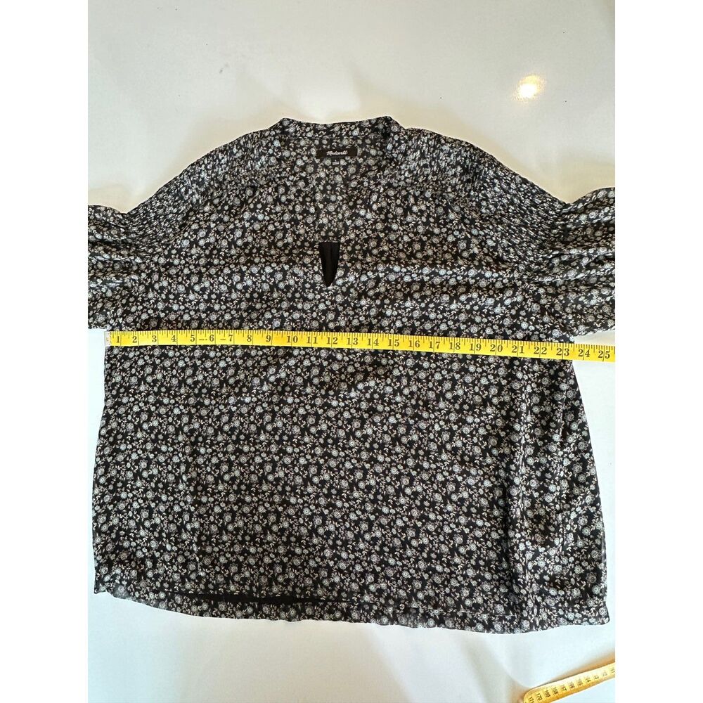 Madewell Semi-Sheer Split-Neck Top Jet Black Floral Large - Picture 4 of 8